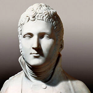 Buste du tsar de Russie Alexandre Ier (1777-1825) Sculpture en marbre de Lorenzo Bartolini (1777-1850). Versailles. Musee National du chateau de Versailles