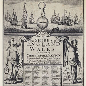 C Saxton, The Shires of England, G Willdey, 1690 (b / w photo)