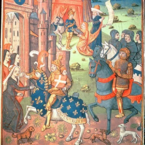 Charlemagne with his paladins (knights of his retinue) (vellum)