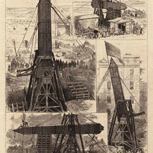 Cleopatras Needle, presented by the Khedive to the United States (engraving)