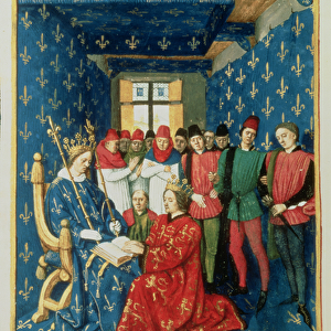 Fr 6465 fol. 301v Edward I (1239-1307) pays homage to the King of France