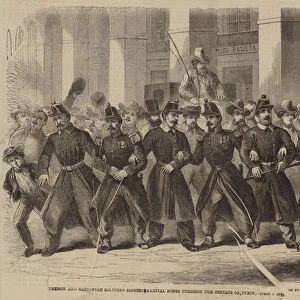 French and Sardinian Soldiers singing Martial Songs through the Streets of Turin (engraving)