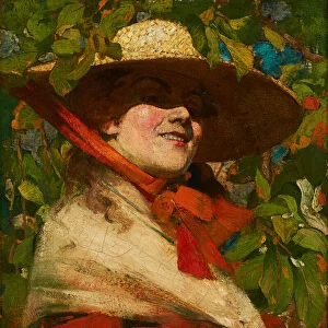 Girl With Straw Hat (oil on canvas)