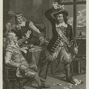 Governor Stuyvesant destroying the summons to surrender New York, 1664 (engraving)