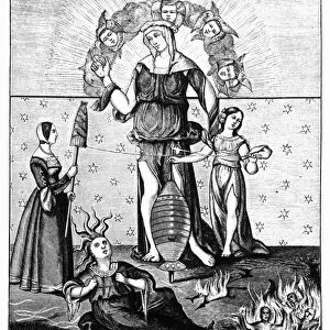 The Image of Dame Astrology with the Three Fates, from the Traite de la Cabale Chretienne