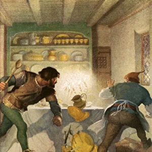 Little John fights with the cook in the Sheriffs house