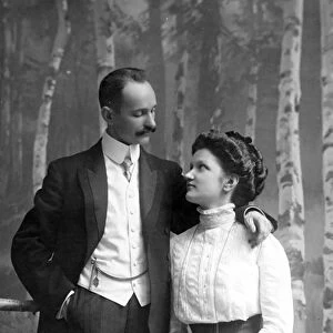Pavel Zhukov with his wife Anna, late C19th (b / w photo)