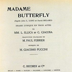 Playbill for Madame Butterfly by Giacomo Puccini (1858-1924) 1903 (litho)