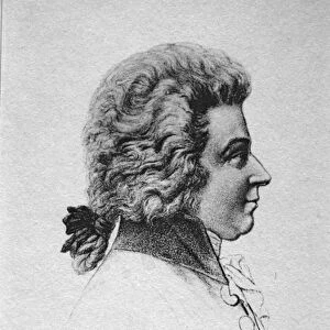 Portrait of Wolfgang Amadeus Mozart (1756-91) (litho)