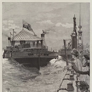 The Queens Visit to Liverpool, on Board the Steam Ferry-Boat Claughton, on the Mersey (engraving)
