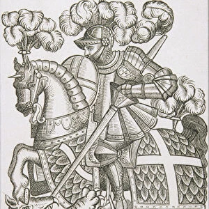 The Red Cross Knight, from the first edition of Faerie Queen by Edmund Spenser, 1590 (engraving)