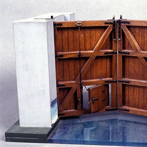 A river lock. Model from the drawing of Leonardo da Vinci (Leonardo da Vinci)