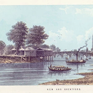 River Thames: Kew and Brentford (coloured engraving)