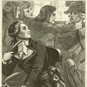 Robespierre trying to kill himself (engraving)