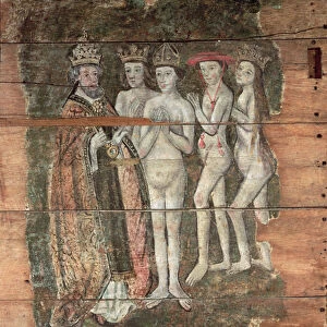 Saint Peter receiving the nobility, from the Wenhaston Doom, c. 1500-20 (painted wood)