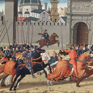 The Siege of Troy II: The Wooden Horse, c. 1490-95 (oil on panel) (see also 69652)