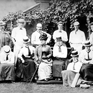 Victorian Men and Womens Cricket Team, c. 1890 (b / w photo)