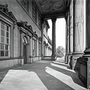 The view from the north portico on the East Front, Wentworth Woodhouse, from The English Country House (b/w photo)