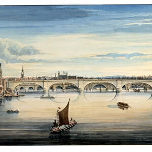 West view of New London Bridge and Old London Bridge, 1830 (w / c)