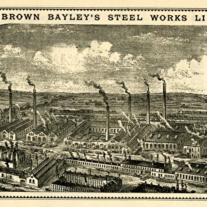 Advertisement for Brown Bayleys Steel Works Ltd. (illustration), Milner Road, Attercliffe, 1889