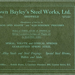 Advertisement for Brown Bayleys Steel Works Ltd. Leeds Road. c. 1920s