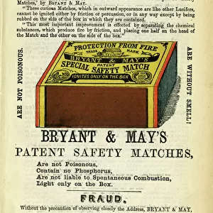 Advertisement for Bryant and May Matches, 1868