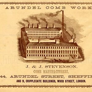 Advertisement for J and J Stevenson, Comb Manufacturers, Arundel Comb Works, 44 Arundel Street, 1858