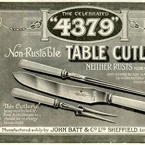 Advertisement for John Batt and Co Ltd. stainless steel table cutlery
