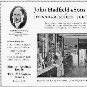 Advertisement for John Hadfield and Sons Ltd. Sheffield, c. 1920s