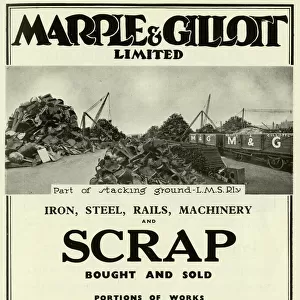Advertisement for Marple and Gillott Ltd. scrap metal merchants, The Old Bridge Street Foundry, Sheffield and Eagle Works, Stevenson Road, Attercliffe, 1939