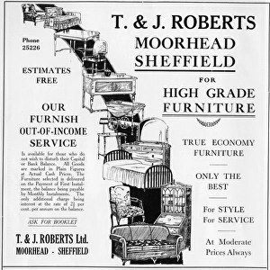Advertisement for T. and J. Roberts Ltd. Furniture Store, Moorhead