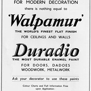 Advertisement for The Walpamur Co Ltd. Paints, 59 West Bar, 1939