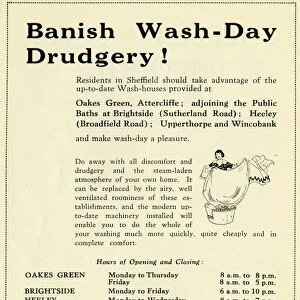 Banish wash day drudgery - advertisement for wash houses, 1939