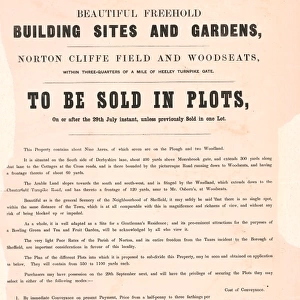 Beautiful freehold building sites and gardens, Norton Cliffe Fields and Woodseats to be sold in plots, 29 Jul 1856