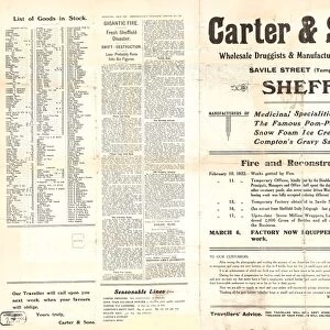 Carter and Sons, wholesale druggist and manufacturing chemists, Attercliffe Road, Sheffield, 1922
