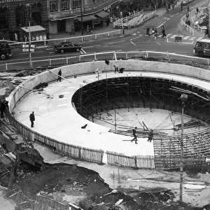 Construction of Castle Square (hole in the road), Sheffield, 1967