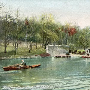 Endcliffe Park Boating Lake and Holme (Second Endcliffe) Grinding Wheel, Sheffield, Yorkshire. c. 1900