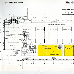 Gallery floor plan of new Castle Market, Haymarket / Waingate, 1958