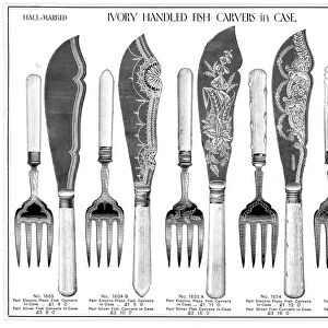 Ivory handled fish carvers manufactured by Martin, Hall and Co Ltd. Silversmiths, Electro Plate and Cutlery Manufacturers, Shrewsbury Works, 53 Broad Street, Park, Sheffield, c. 1900