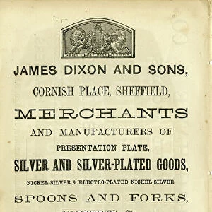 James Dixon and Sons, Cornish Place, advertisement, 1868