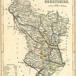 Map of Derbyshire with railways and proposed railways by J Archer, 1850