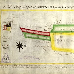A map of an estate at Greenhill in the County of Derby, the property of Robert Newton, surveyed by W. Fairbank, 1758