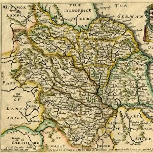 A Mapp (sic) of Yorkshire with its divisions and hundreds by Richard Blome, 1670