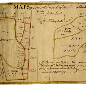 Maps of Several Parcels of Land proposed to be exchanged, Bradfield, [c. 1750 - 1760]