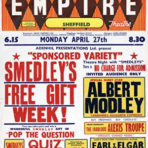 mpire Theatre, Sheffield - Adenhil Presentations Ltd present Sponsored variety - Smedleys Free Week. 1959