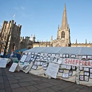 Occupy Sheffield Tent City in front of Sheffield Cathedral, Church Street, 2012