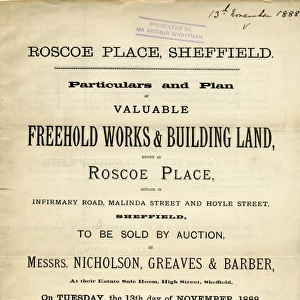 Particulars and plan of valuable freehold works known as Roscoe Place situate in Infirmary Road, Malinda Street and Hoyle Street, 1888