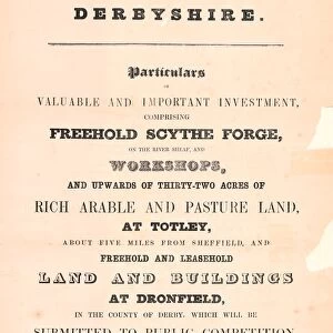 Particulars of valuable and important investment, comprising freehold scythe forge on the River Sheaf and workshops and upwards of 32 acres of rich arable and pasture land at Totley, 1855