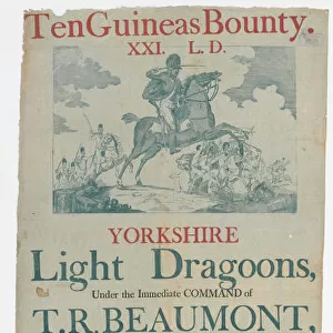 Recruiting poster for the Yorkshire Light Dragoons, Napoleonic Wars, c. 1800