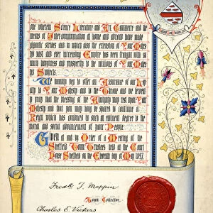 Replica of the illuminated address presented to Queen Victoria on the occasion of her visit to Sheffield to open the Town Hall, 1897